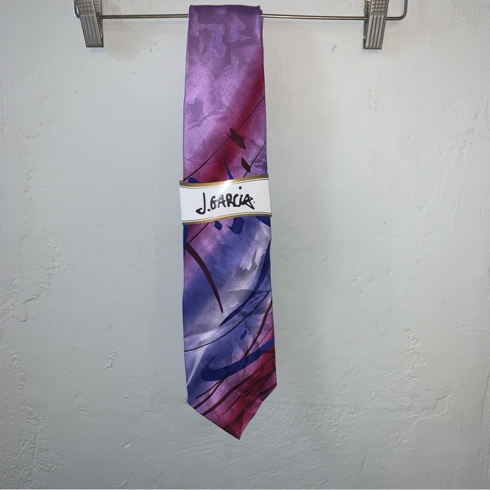 J. Garcia Jerry Hieroglyphics Tie Silk Necktie Purple NWT New 2005 Vintage!